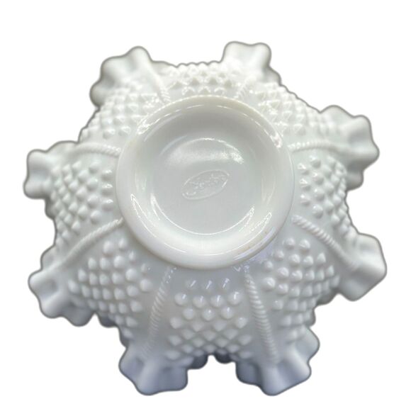 Fenton white Hobnail Ruffled Bowl - Picture 3 of 3